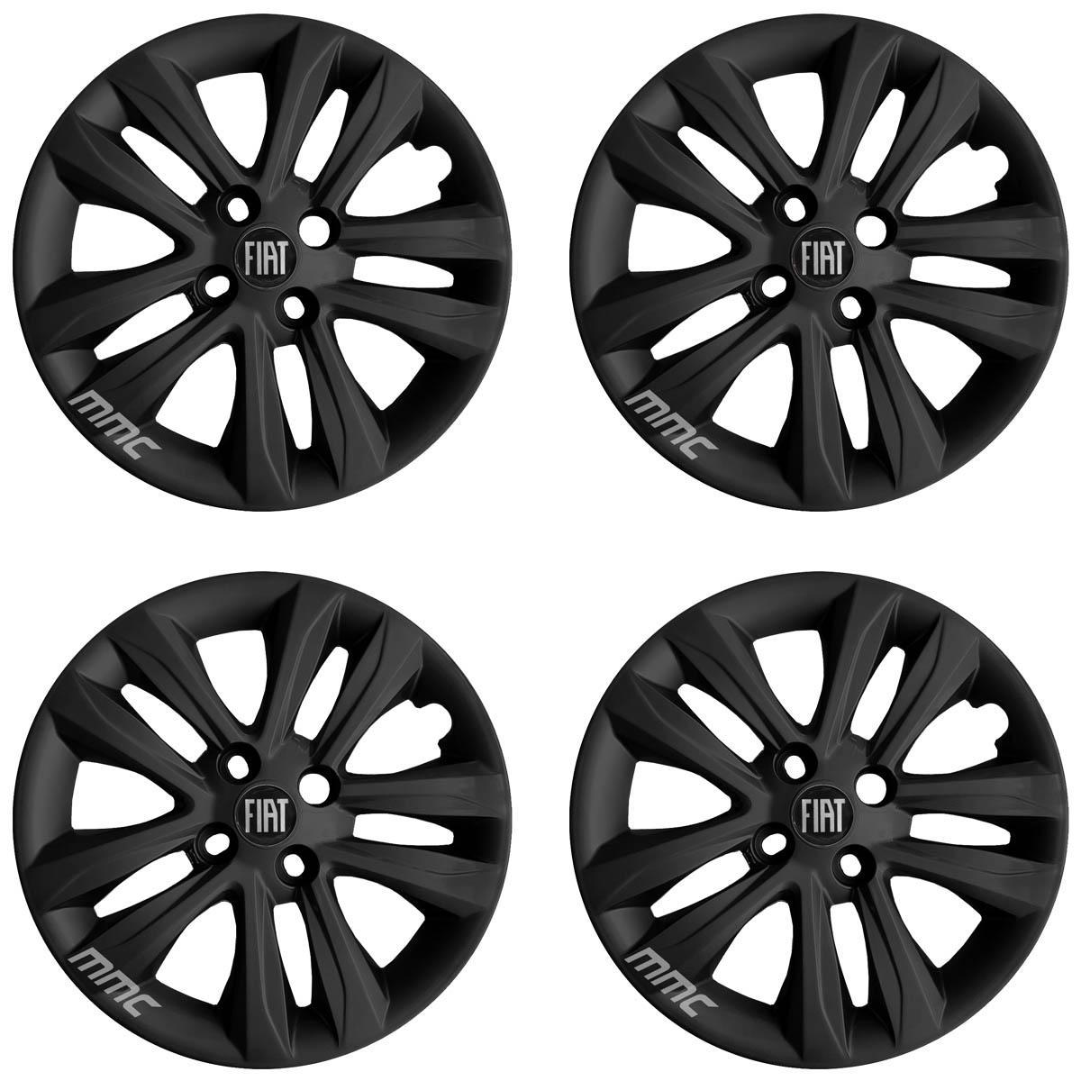Miniatura 4Un Calota Mobi Argo Uno Way Aro 14 Preto Com Logo 191Cb
