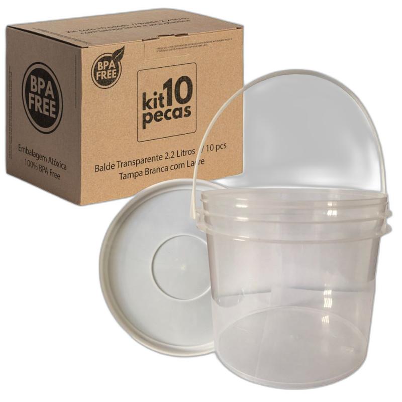 Miniatura Balde Para Doce De Colher Transp 2.2L 10 Pçs