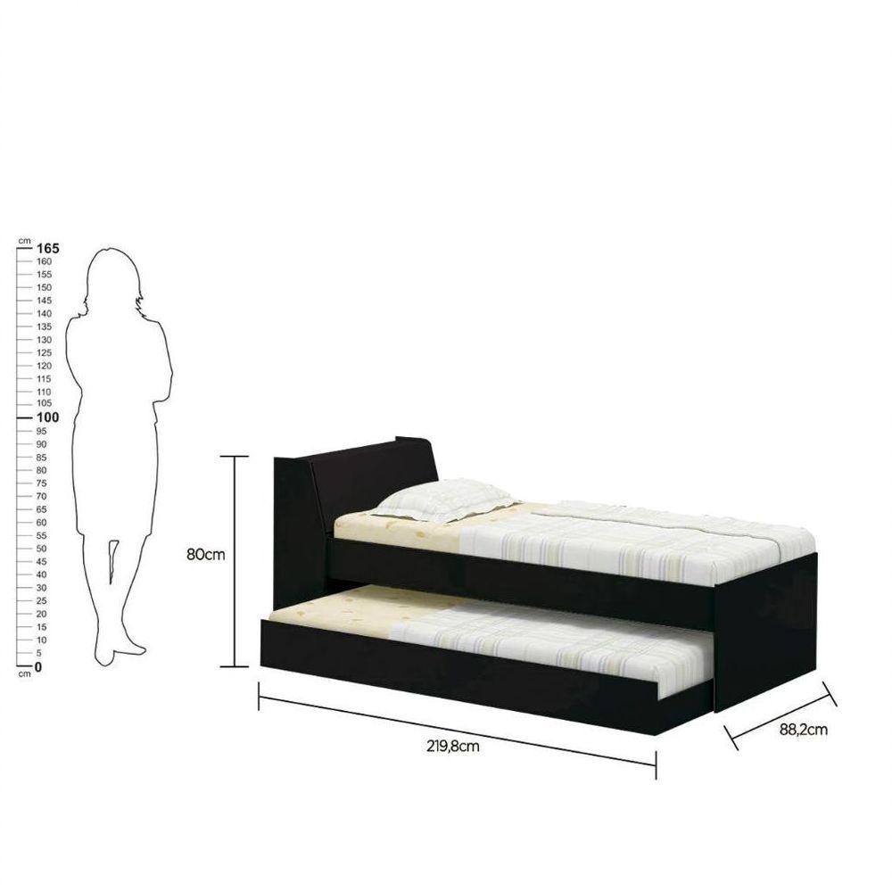 Cama Solteiro Bicama Ditália Bb-28 Preto