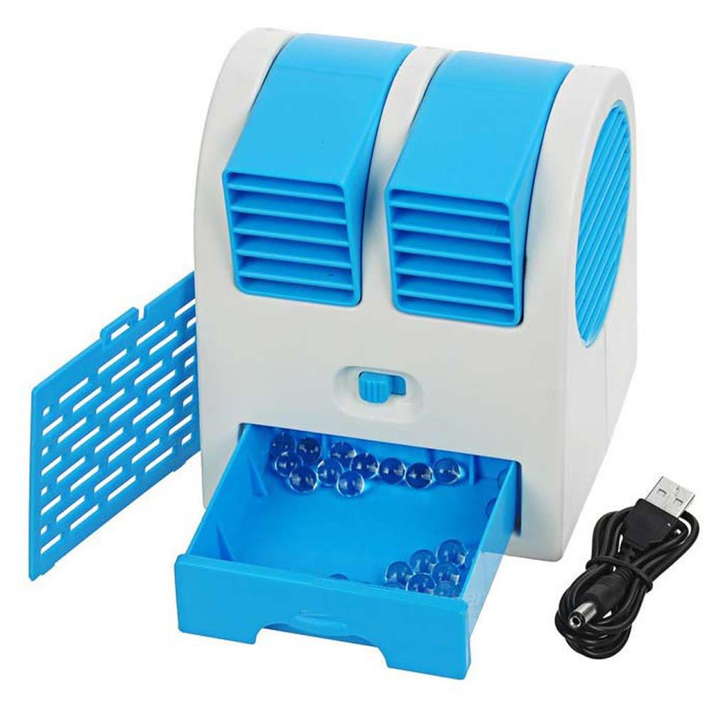 Miniatura Mini Ventilador Usb E Pilhas Climatizador Azul (Hb-168)