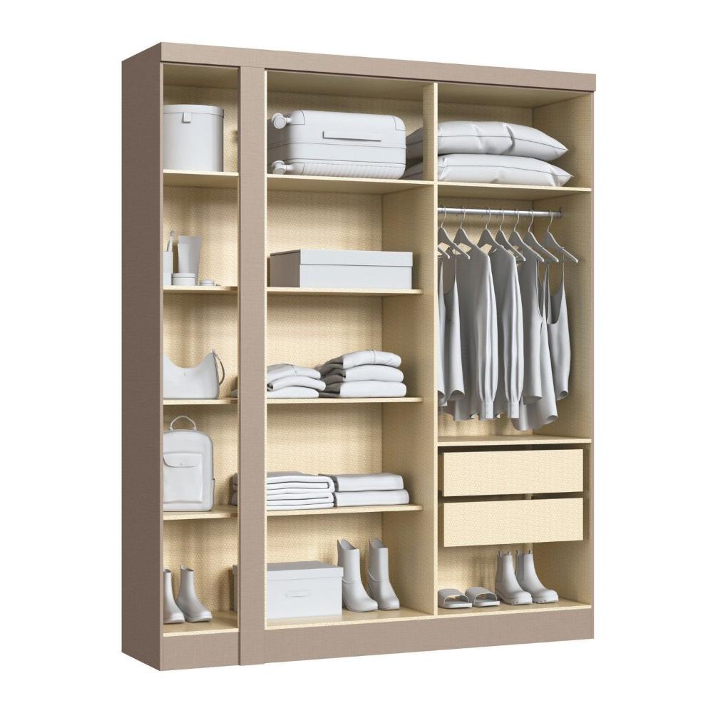 Miniatura Módulo Guarda-roupa de Canto 4 Portas 2 Gavetas Infinity Duna