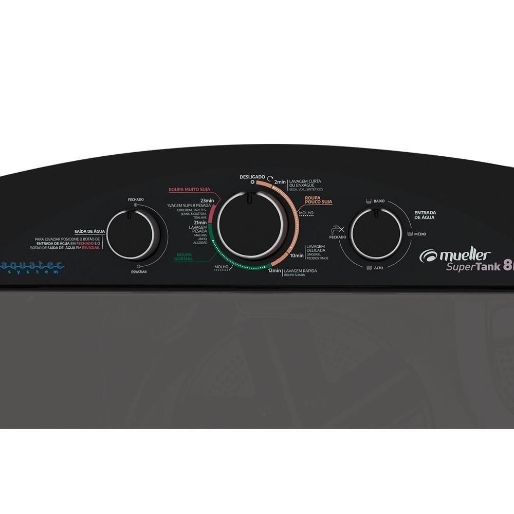 Tanquinho Supertank Mueller com Aquatec 8Kg Preto 220V