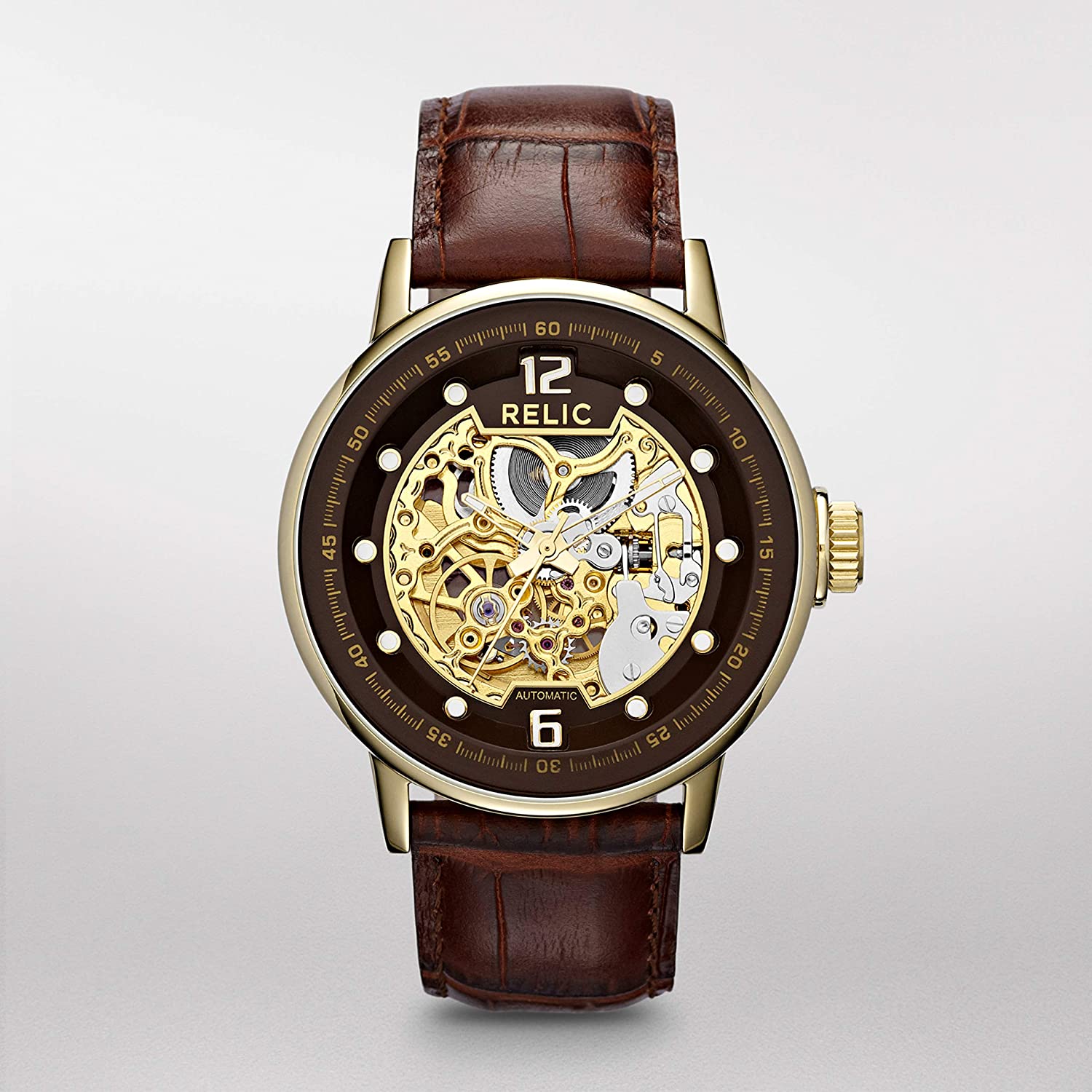 Miniatura Relic by Fossil Relógio Masculino Original Automático e Aço In oxidável Marrom