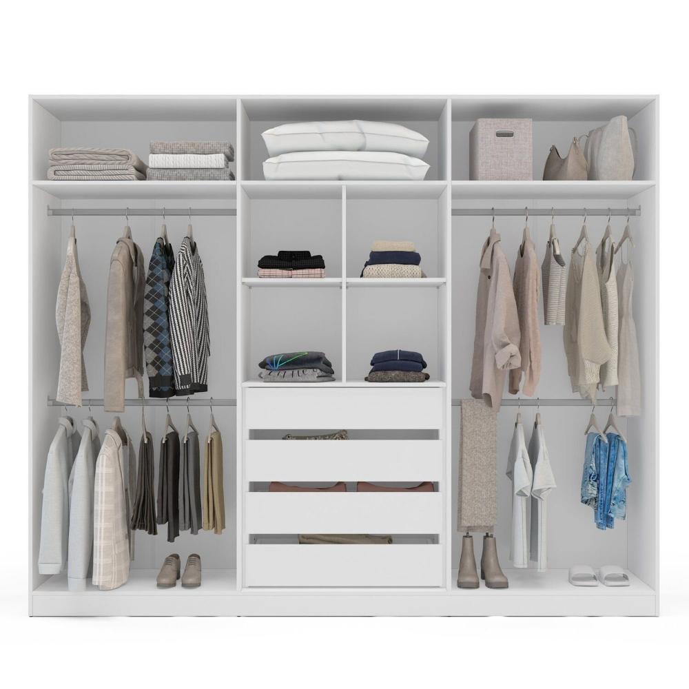 Miniatura Guarda Roupa 6 Portas 4 Gavetas com Espelho Lisboa Branco/Cinza