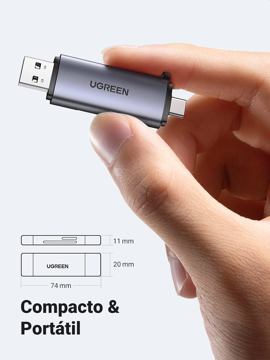 Leitor De Cartão Memória Ugreen Usb 3.0 5 Gbps Micro Sd Tf
