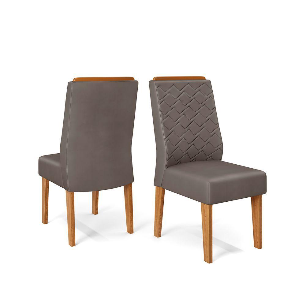 Miniatura Kit Com 2 Cadeiras De Jantar Florença Cor Carvalho Nobre - Veludo Lunar