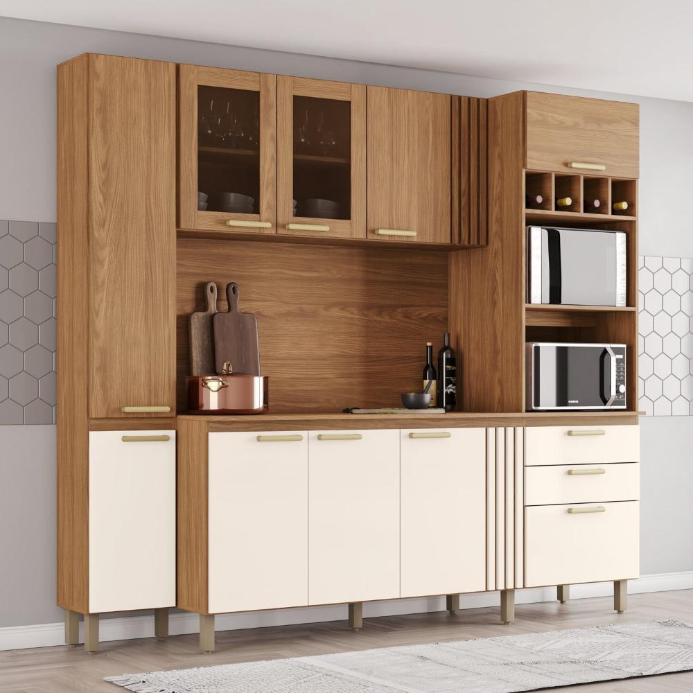 Miniatura Cozinha Compacta B125 10 Portas 2 Gavetas Nature/Off White