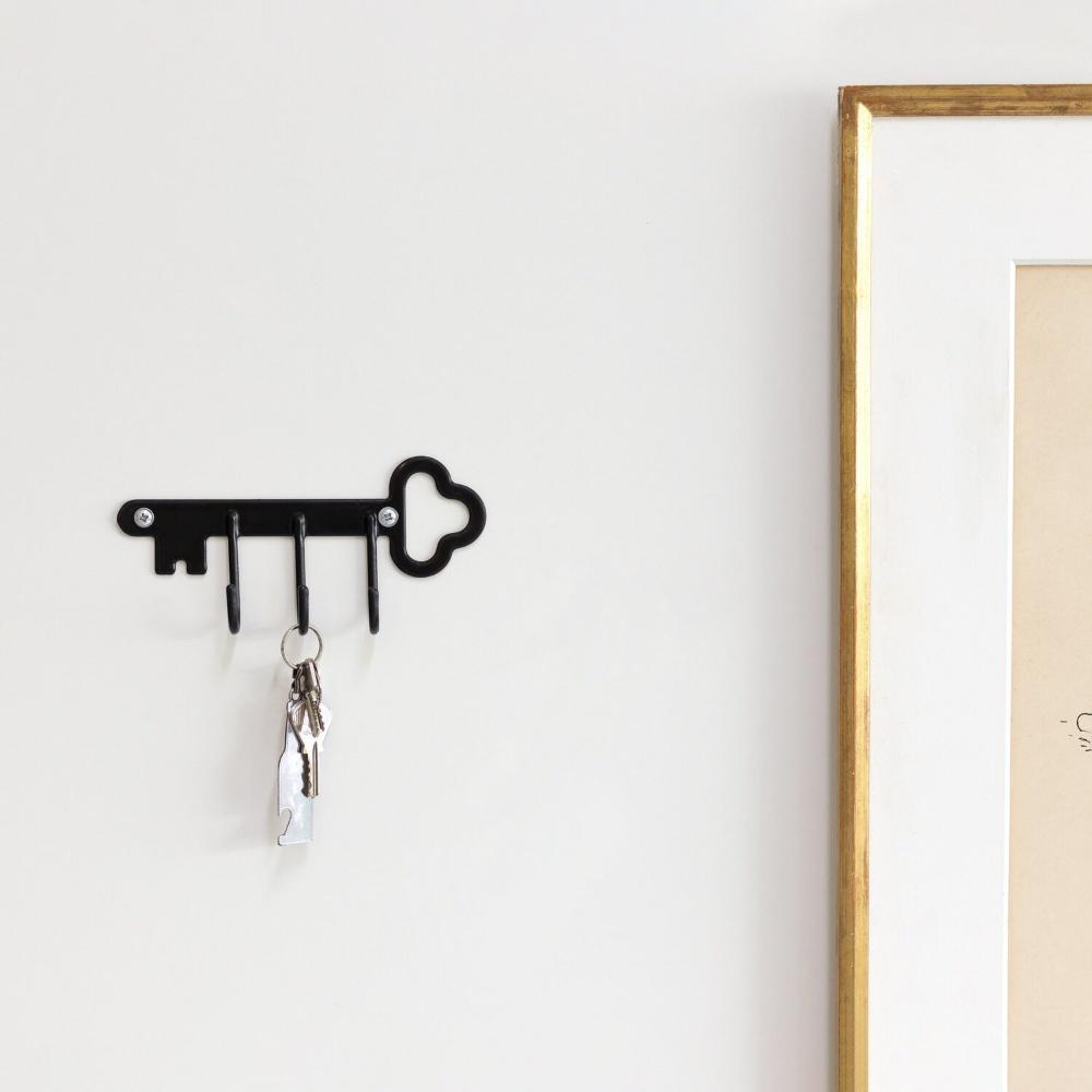 Miniatura Gancho Decorativo de Parede Chave Elegante Preto