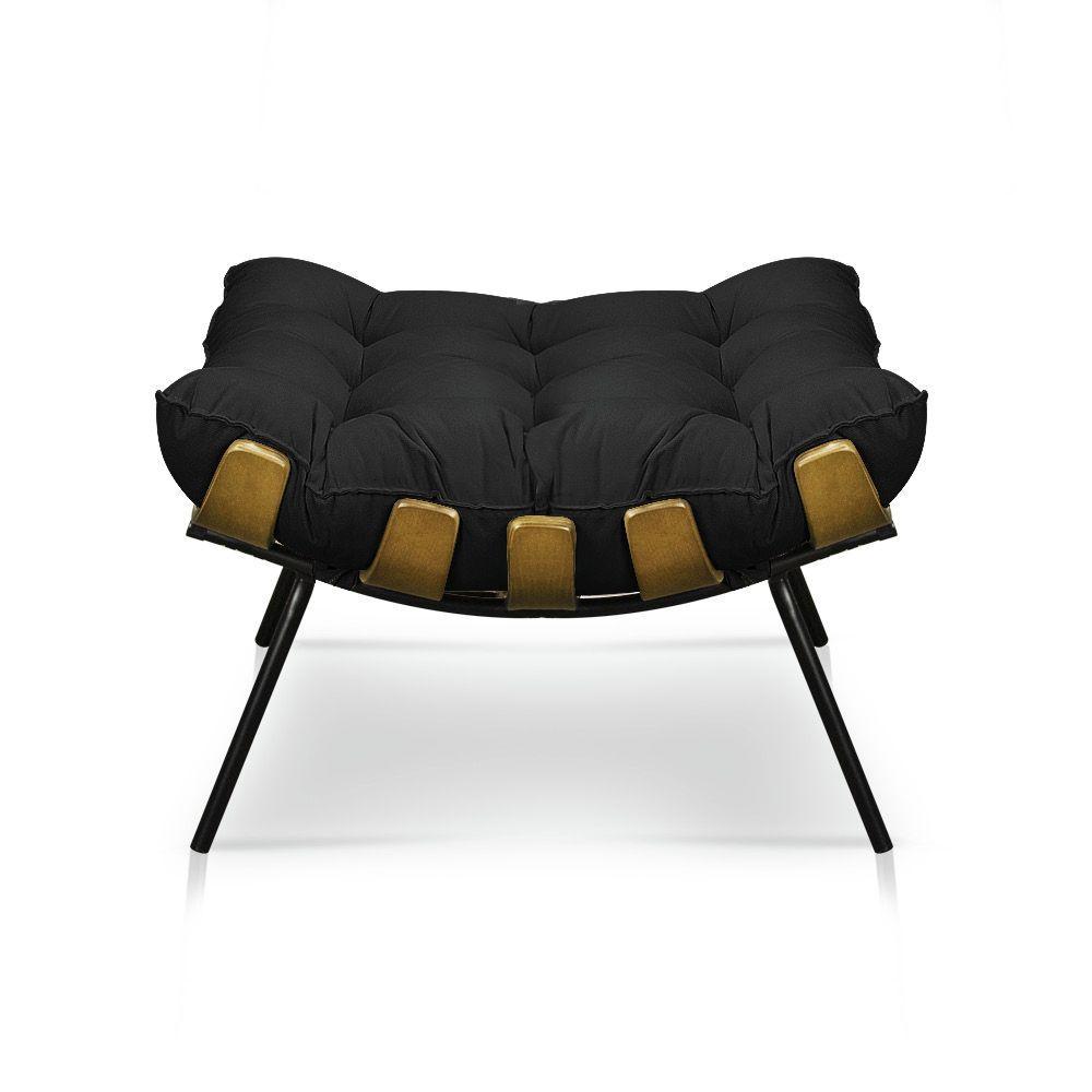 Miniatura Kit Poltrona Costela Com Puff Para Sala Suede Preto
