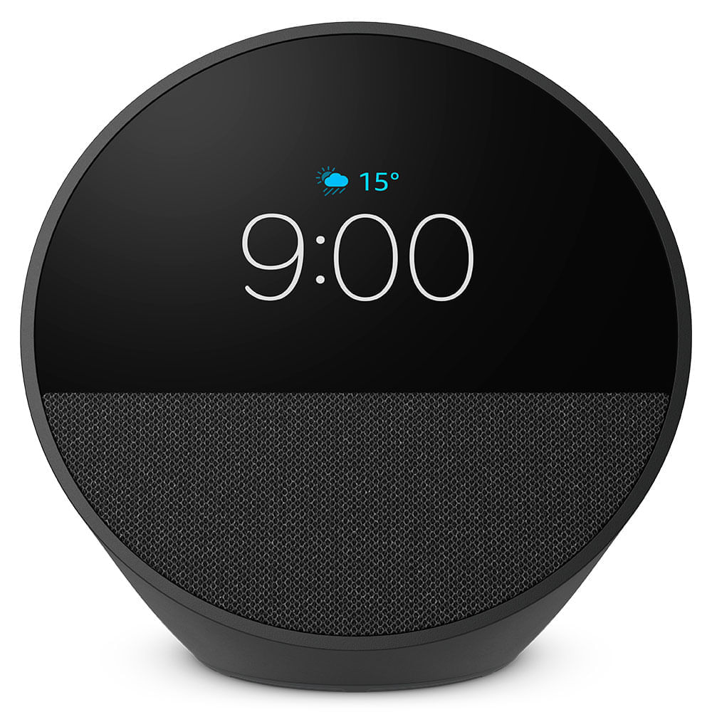 Miniatura Echo Spot (2024) com Alexa Despertador Inteligente com Som Vibrante e Alexa Preta - Amazon Bivolt