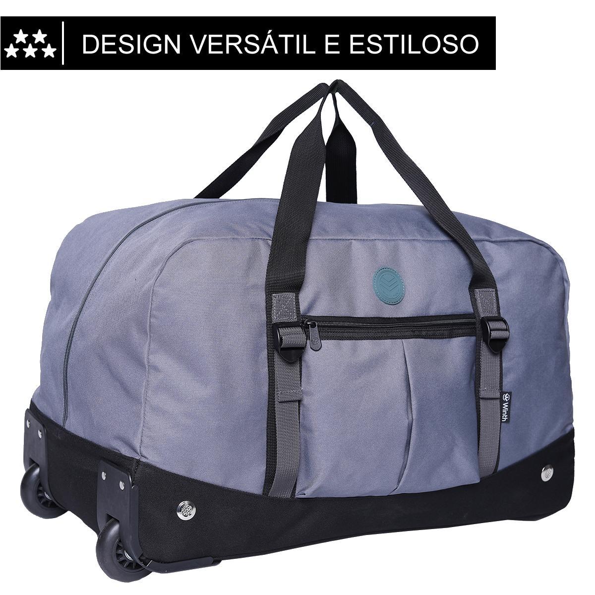 Bolsa Mala Sacola De Viagem Com Rodas Reforçada - Cinza