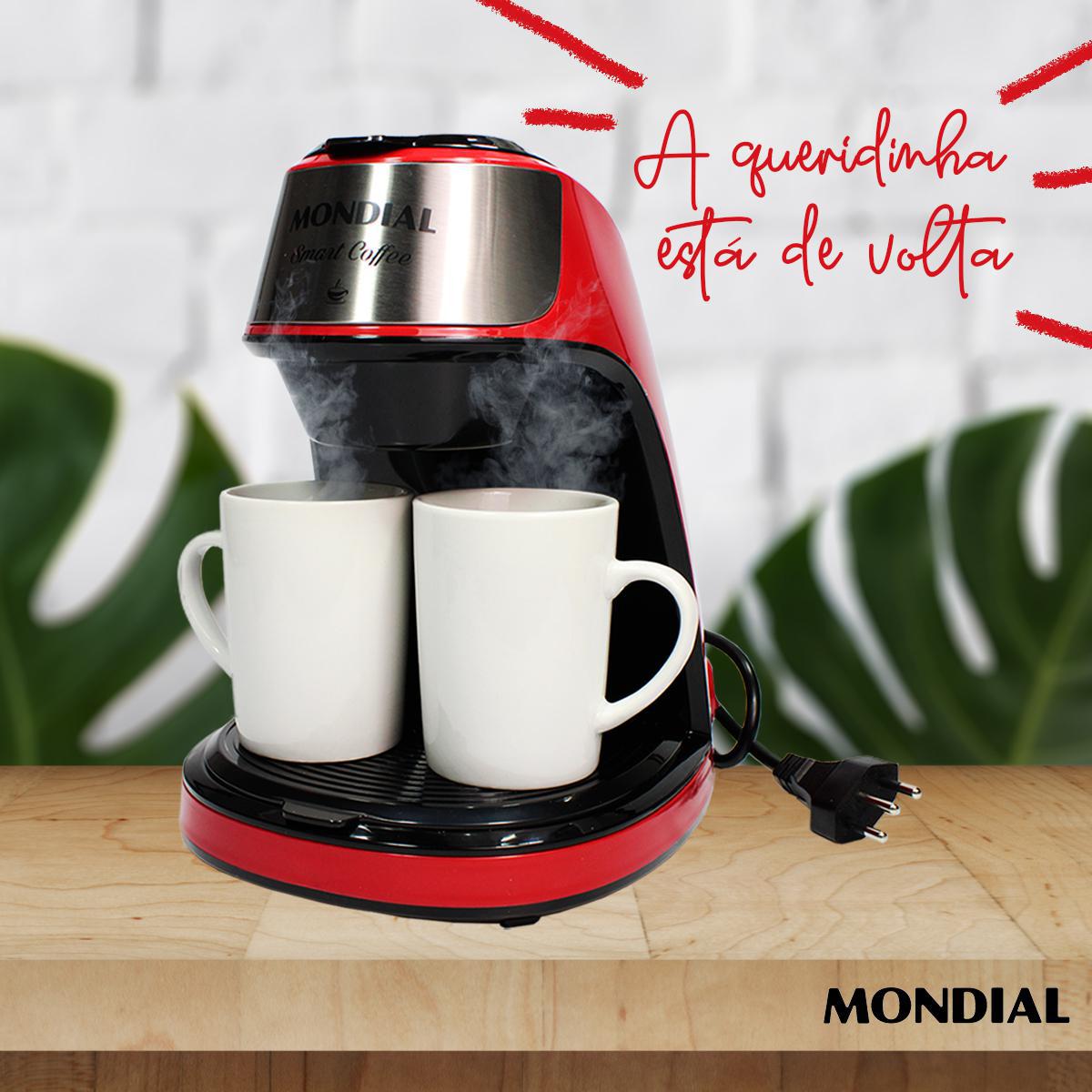Miniatura Cafeteira Mondial Smart Com 2 Xícaras 110V - Vermelha