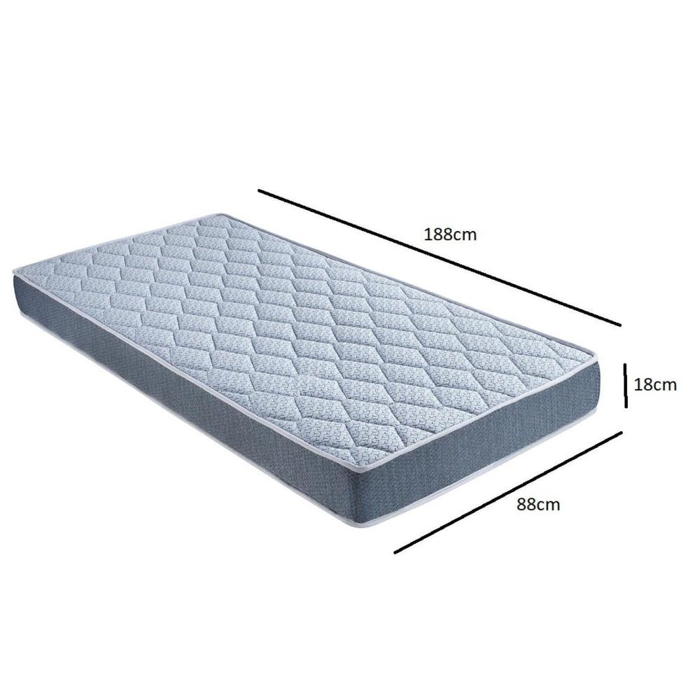 Miniatura Colchão Solteiro Espuma à Vácuo Moush D45 Orthocrin 88x188x18cm Branco/Cinza