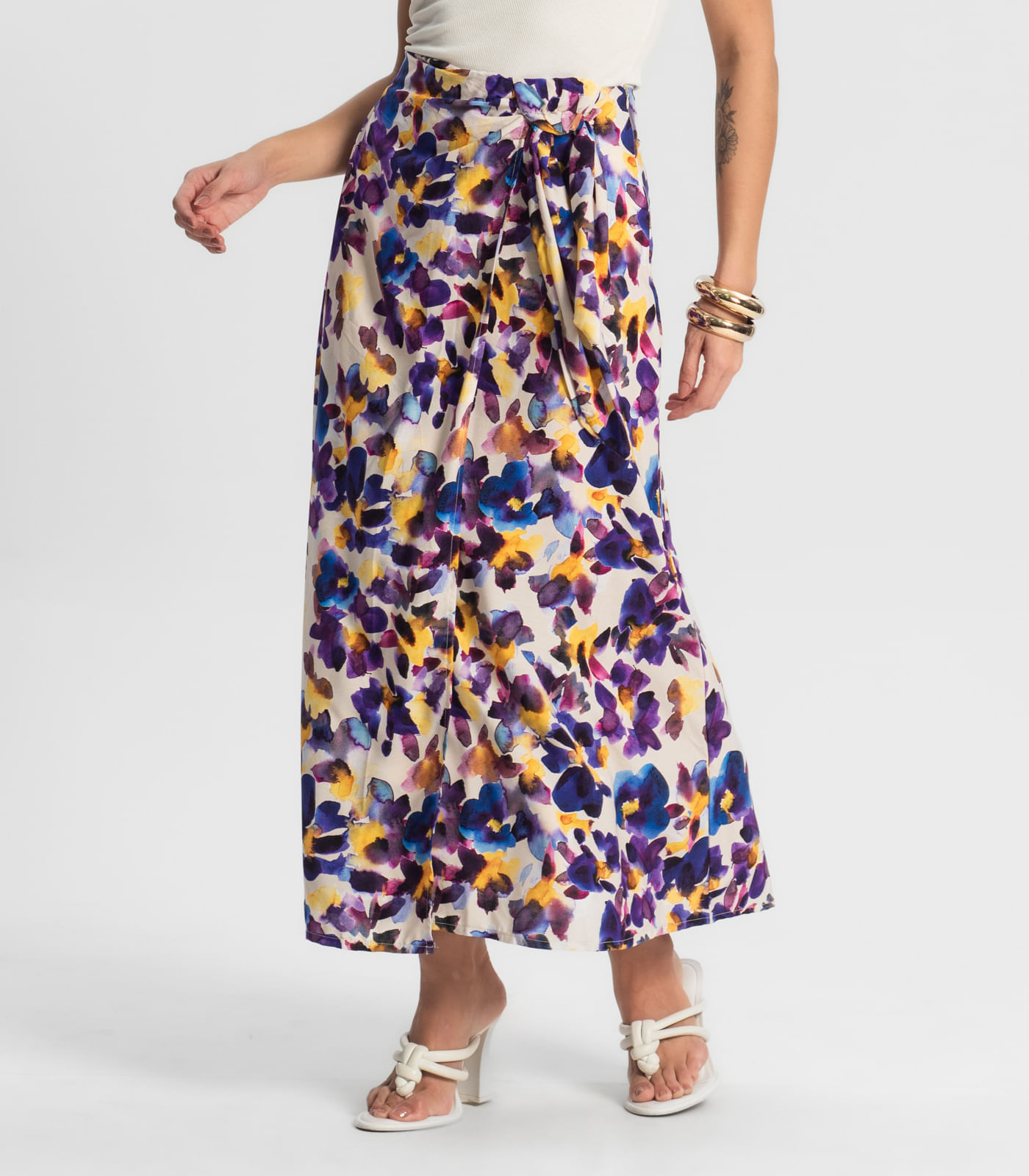 Miniatura Saia Longa Estampada Endless Roxo G