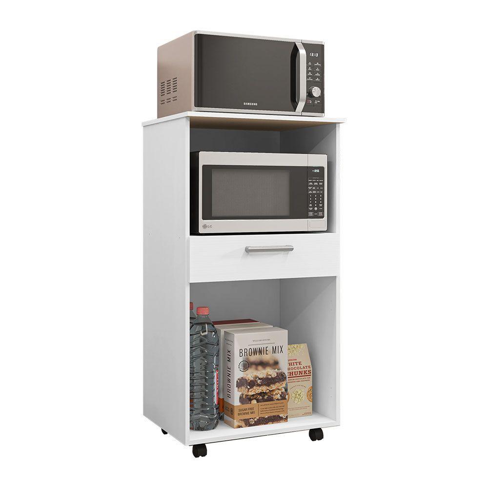 Miniatura Balcão Multiuso Para Forno Microondas 2 Portas E 1 Gavetão Duo Branco - Pallazio