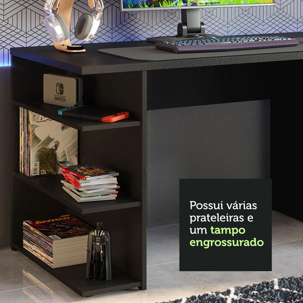 Mesa para Computador Gamer e Painel TV Madesa - Preto/Branco Preto/Branco