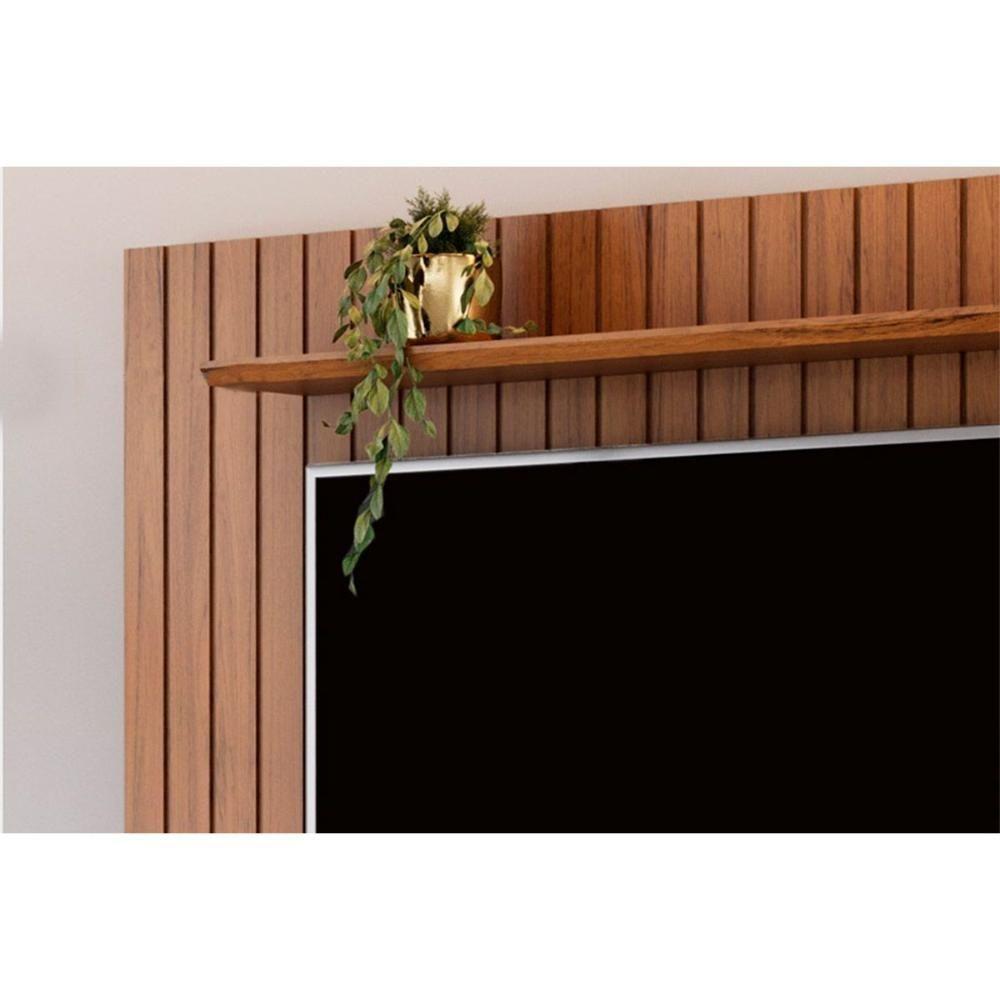 Miniatura Rack Bancada C/ Painel P/ Tv Até 65 Pol Lume Ripado Prateleira 175x108cm Cedro - Dj Móveis