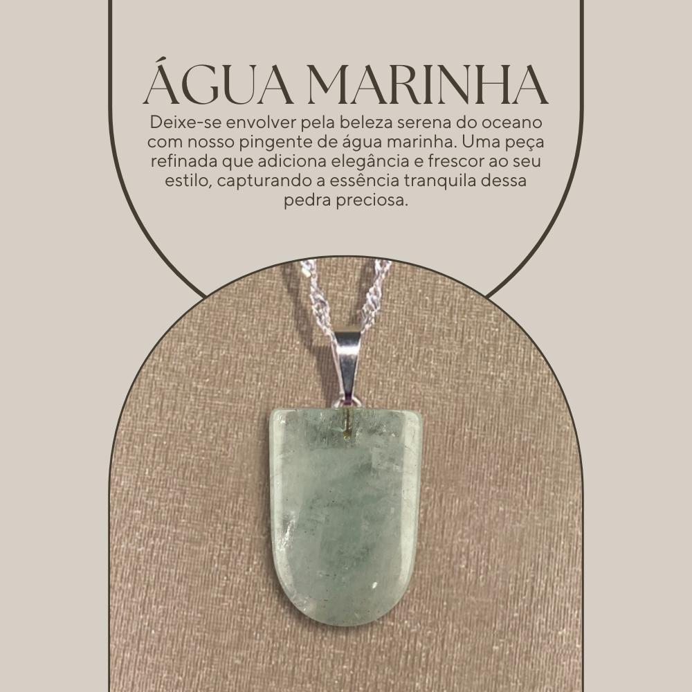 Colar Prata 925 Singapura Água-Marinha Medalha - P. Vecchio