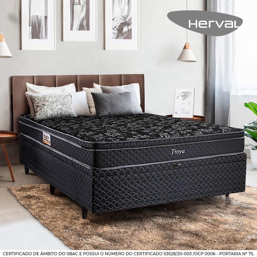 Miniatura Cama Box Baú Casal Herval Troya, 66x138x188 cm, Molas Bonnel