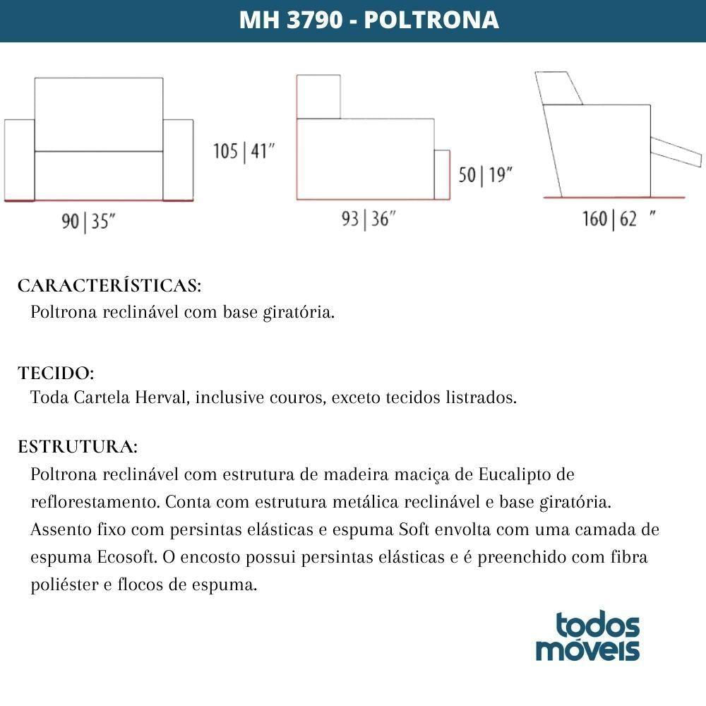 Miniatura Poltrona Reclinável Mh-3678 Herval Estofada Com Massageador Marrom C