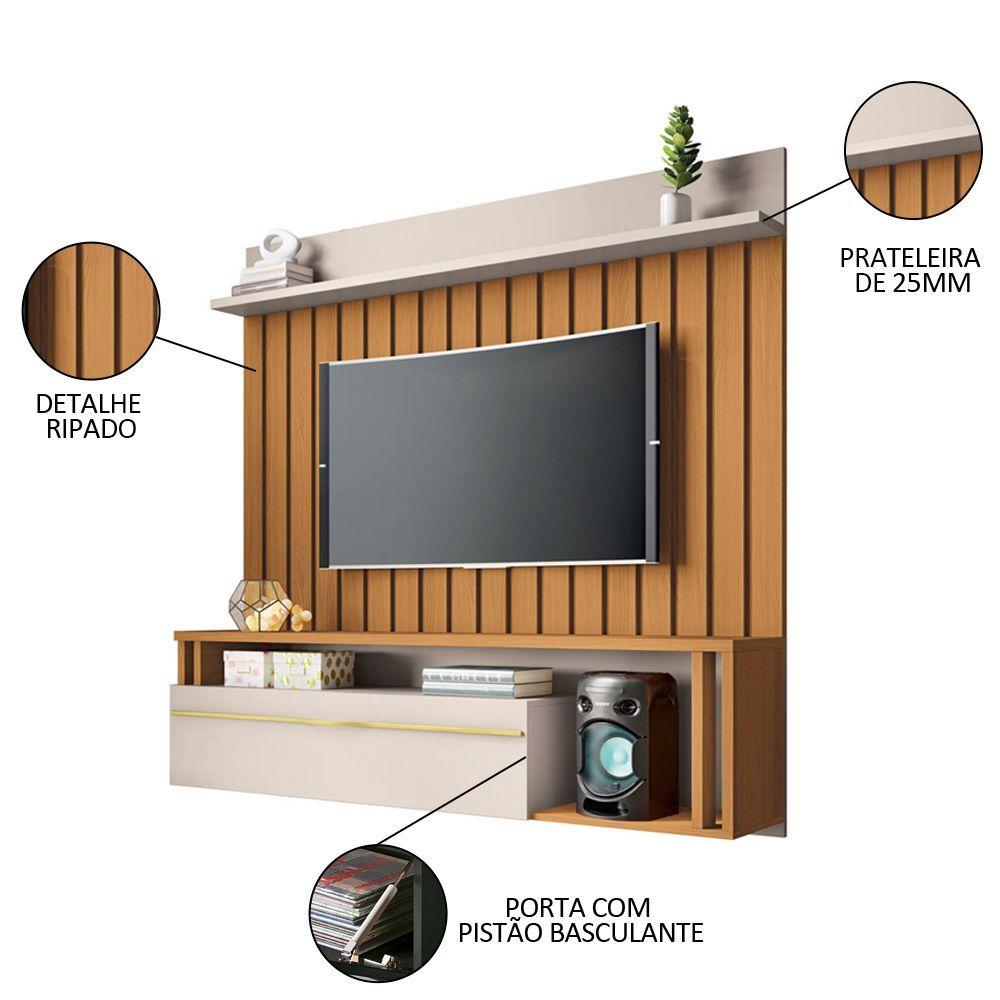 Miniatura Painel Para Tv Suspenso 55 Pol. Elza H01 Off White/cinamomo - Mpozenato
