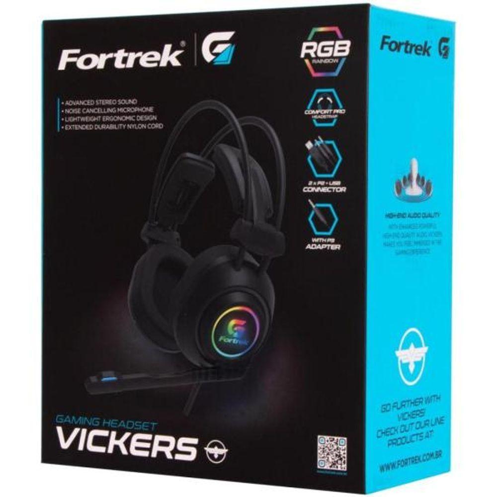Miniatura Headset Gamer Fortrek Vickers P2 + Usb Rgb Preto