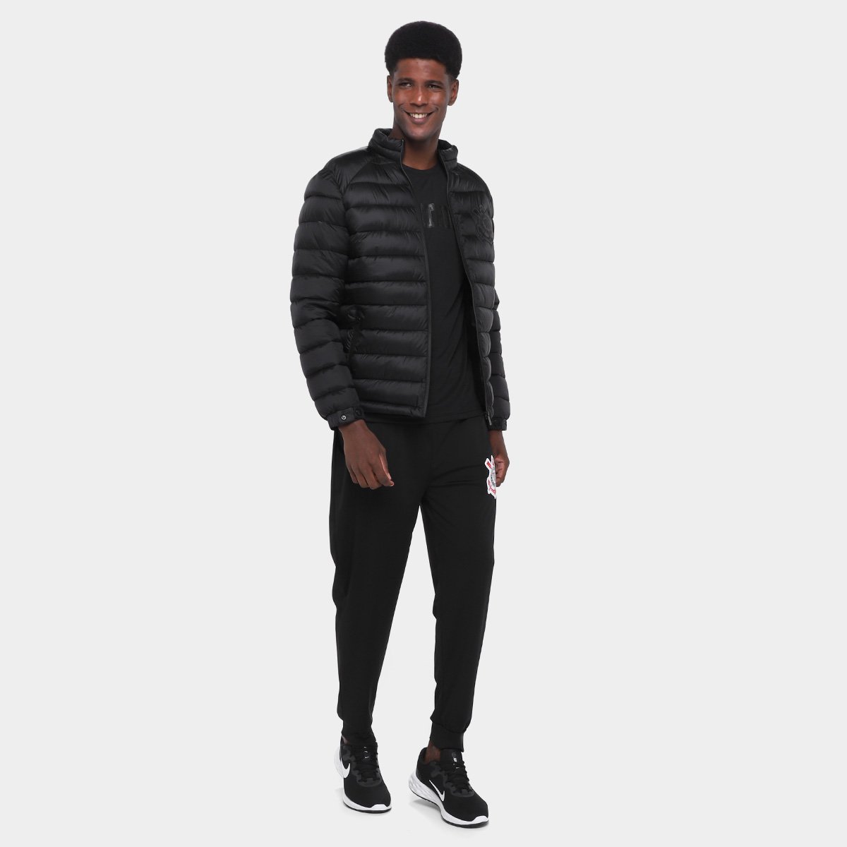 Miniatura Jaqueta Puffer Corinthians Coimbra Masculina Preto - M