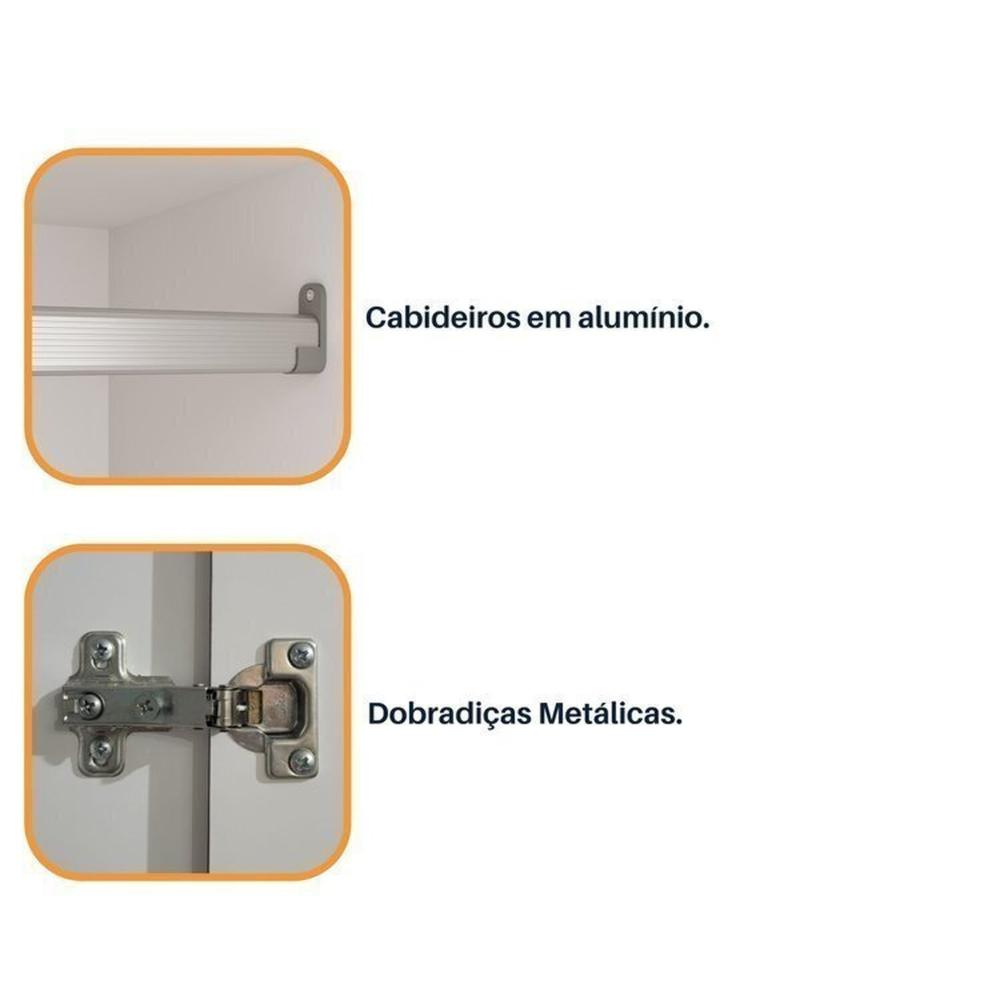 Guarda-roupa 6 Portas Portugal e Cômoda 5 Gavetas Florença Espresso Móveis Branco/Neve