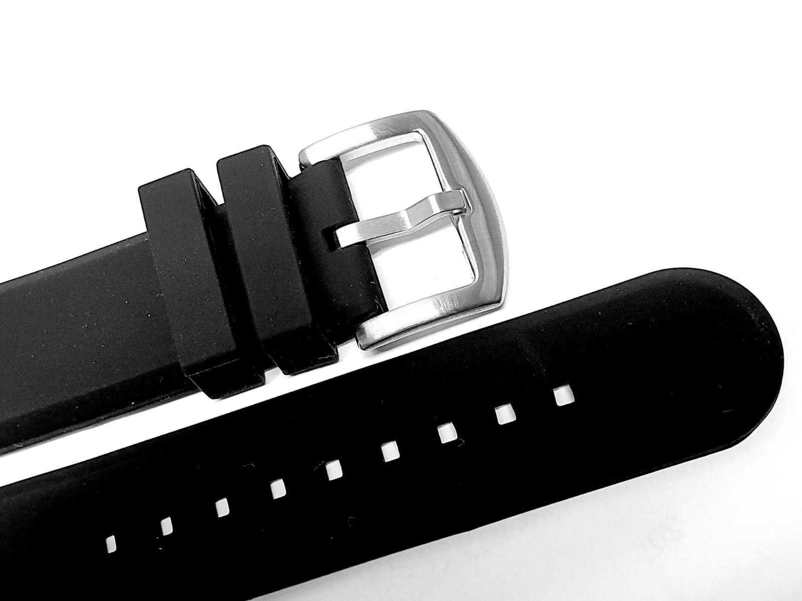 Miniatura Pulseira Para Relógio De Borracha 22Mm Preta Fivela De Aço