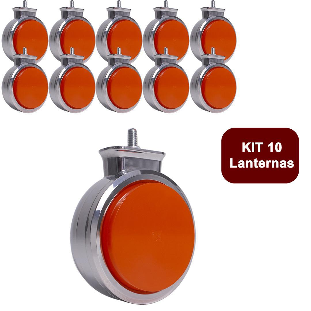 Miniatura Kit 10 Lanterna Bojuda Foguinho Maria Led Cromada Amarela