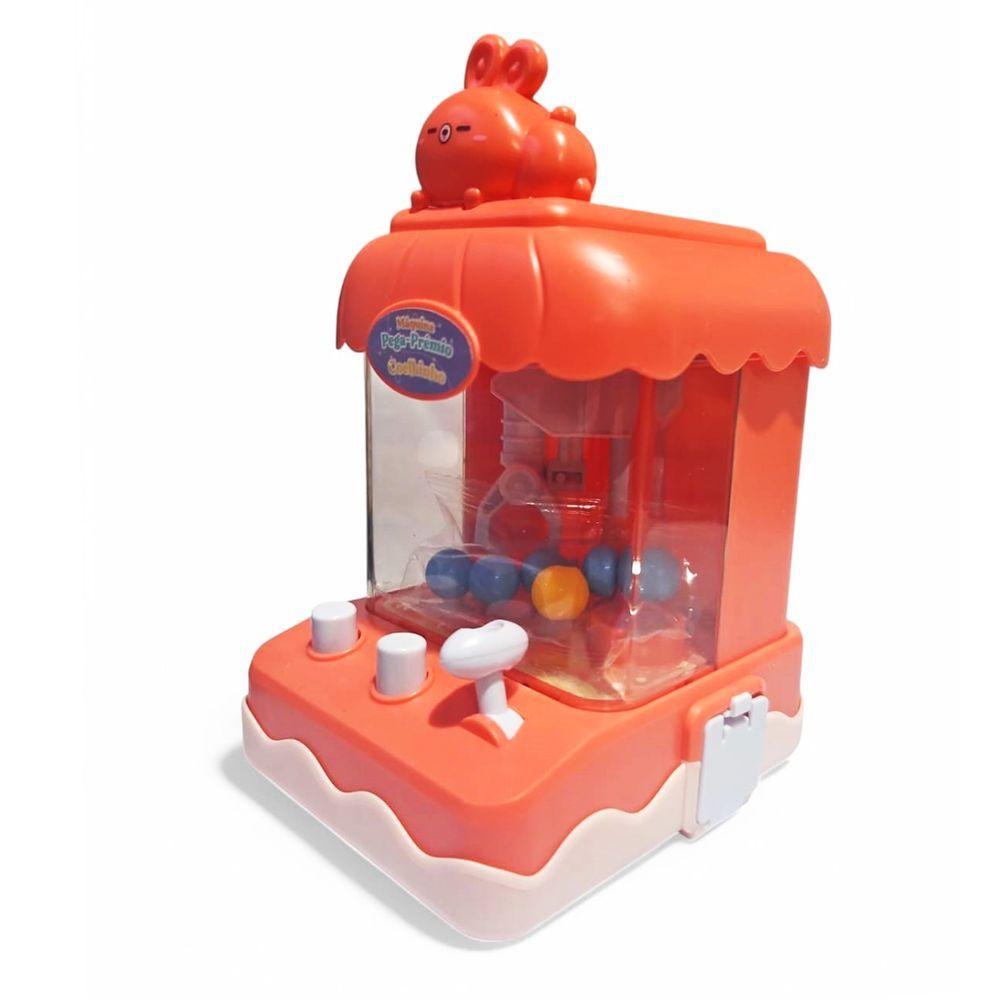 Miniatura Mini Máquina De Bola Pega Premio Jogo Com Garra Divertido Coelho Rosa