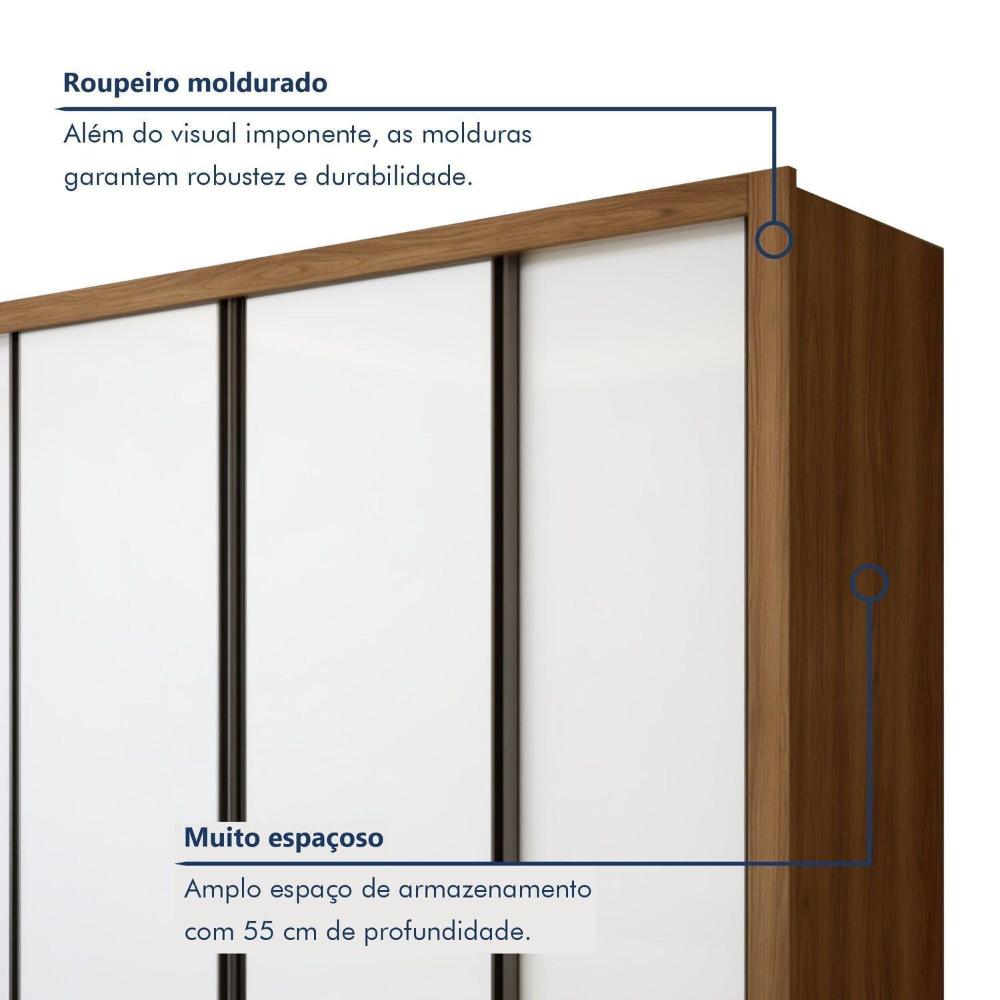 Guarda Roupa Casal Liv Yescasa Carvalho/Branco