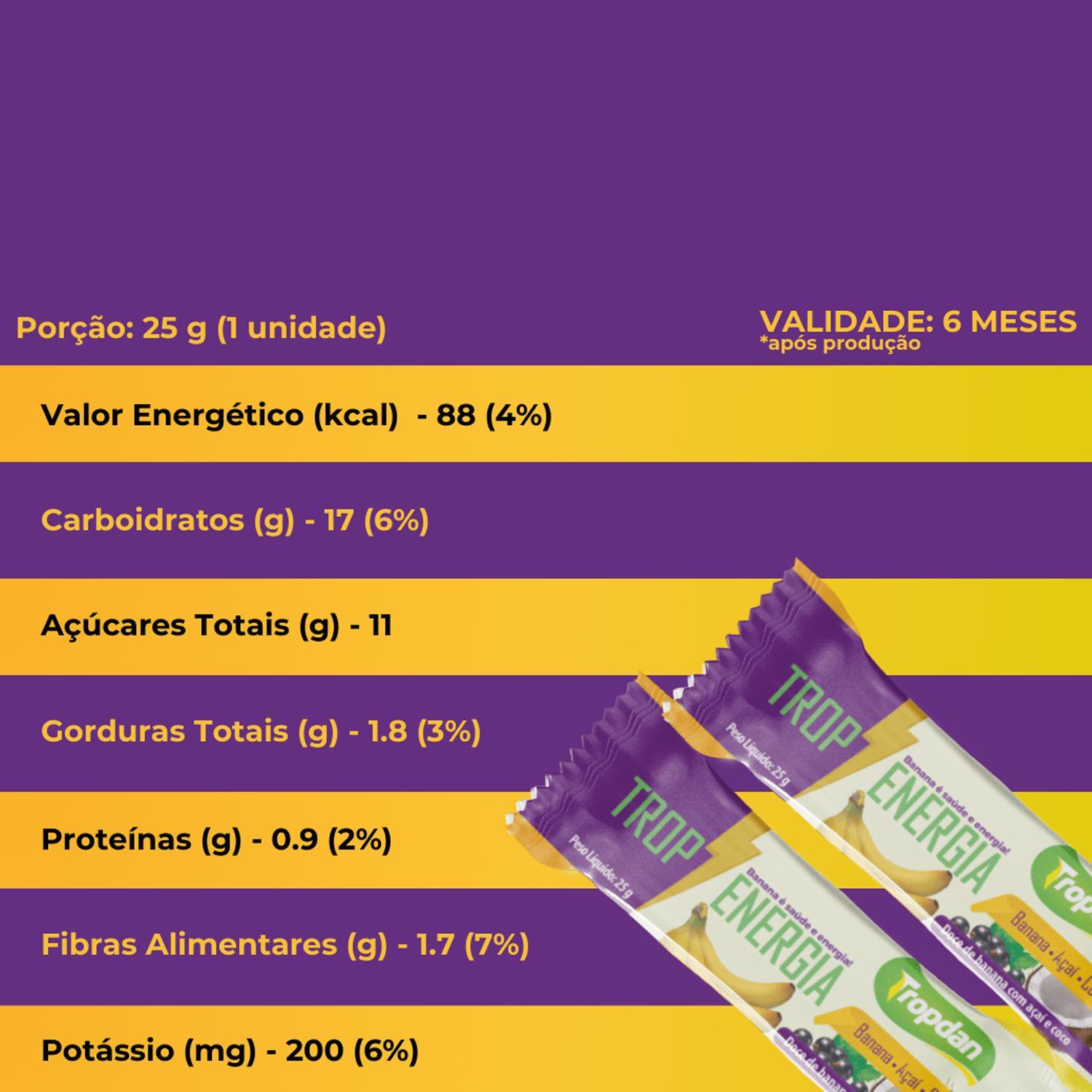 Miniatura Bananinha Com Açaí E Coco Tropdan 25G (Display 30Und)