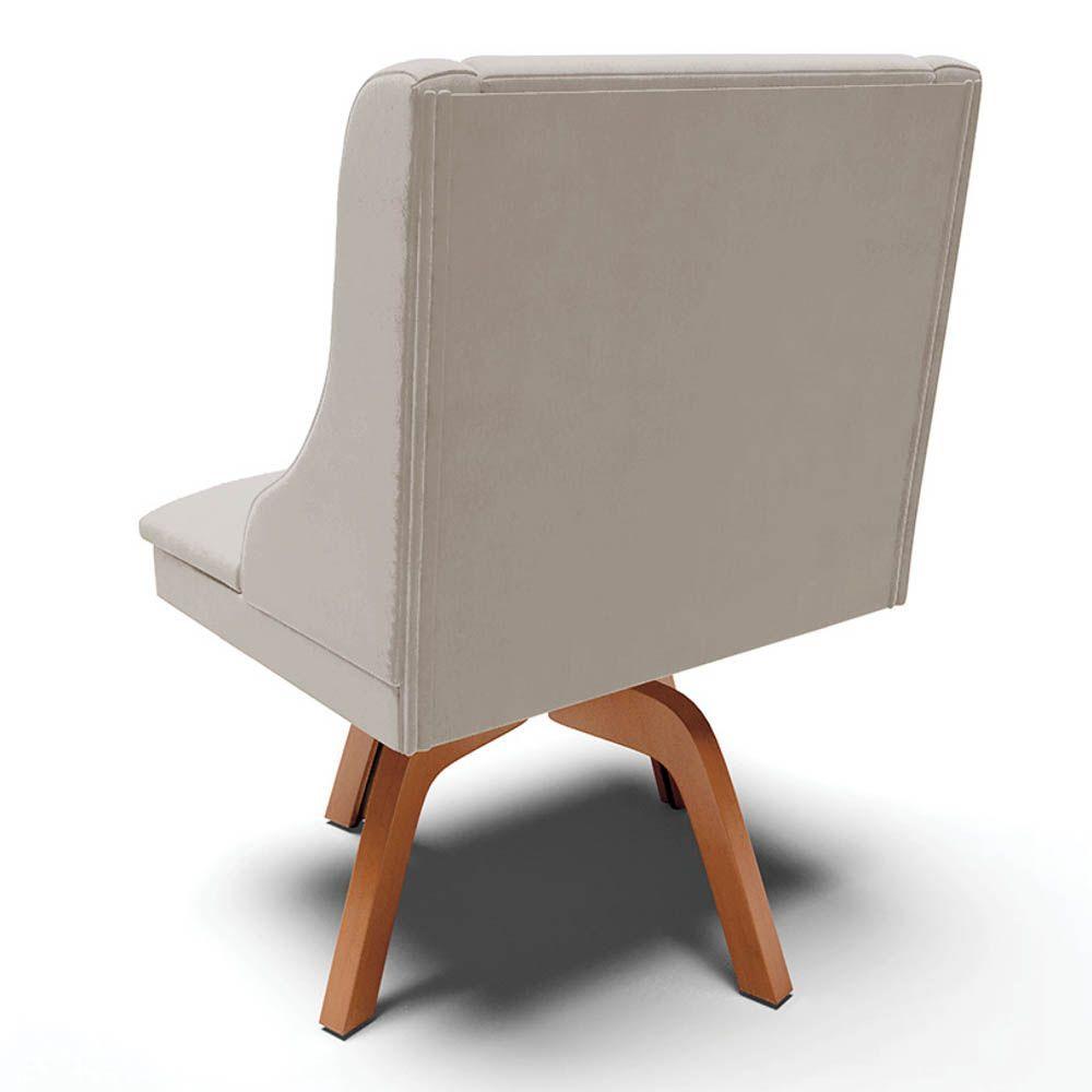 Miniatura Kit 2 Cadeiras Estofadas Base Giratória De Madeira Lia Veludo Cinza - Ibiza