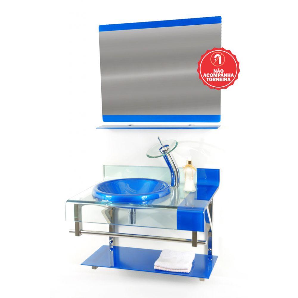 Miniatura Gabinete de Vidro para Banheiro Turqui Azul Escuro Ekasa