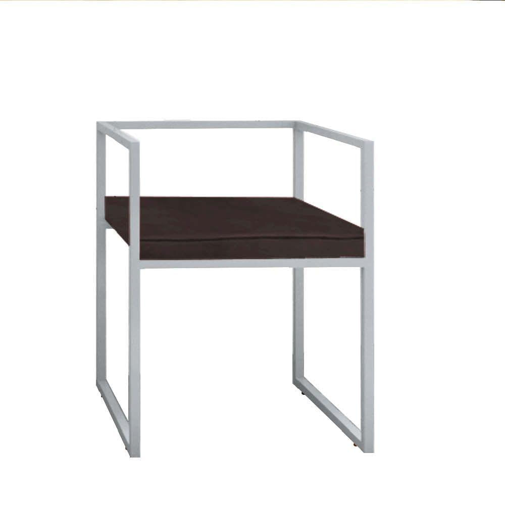 Miniatura Kit 07 Cadeira De Jantar Cubo Ferro Cinza Sintético Marrom - Amey Decor