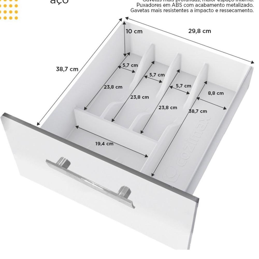 Balcão para Pia de Cozinha 180cm 4 Portas 3 Gavetas Vênus Cozimax Branco