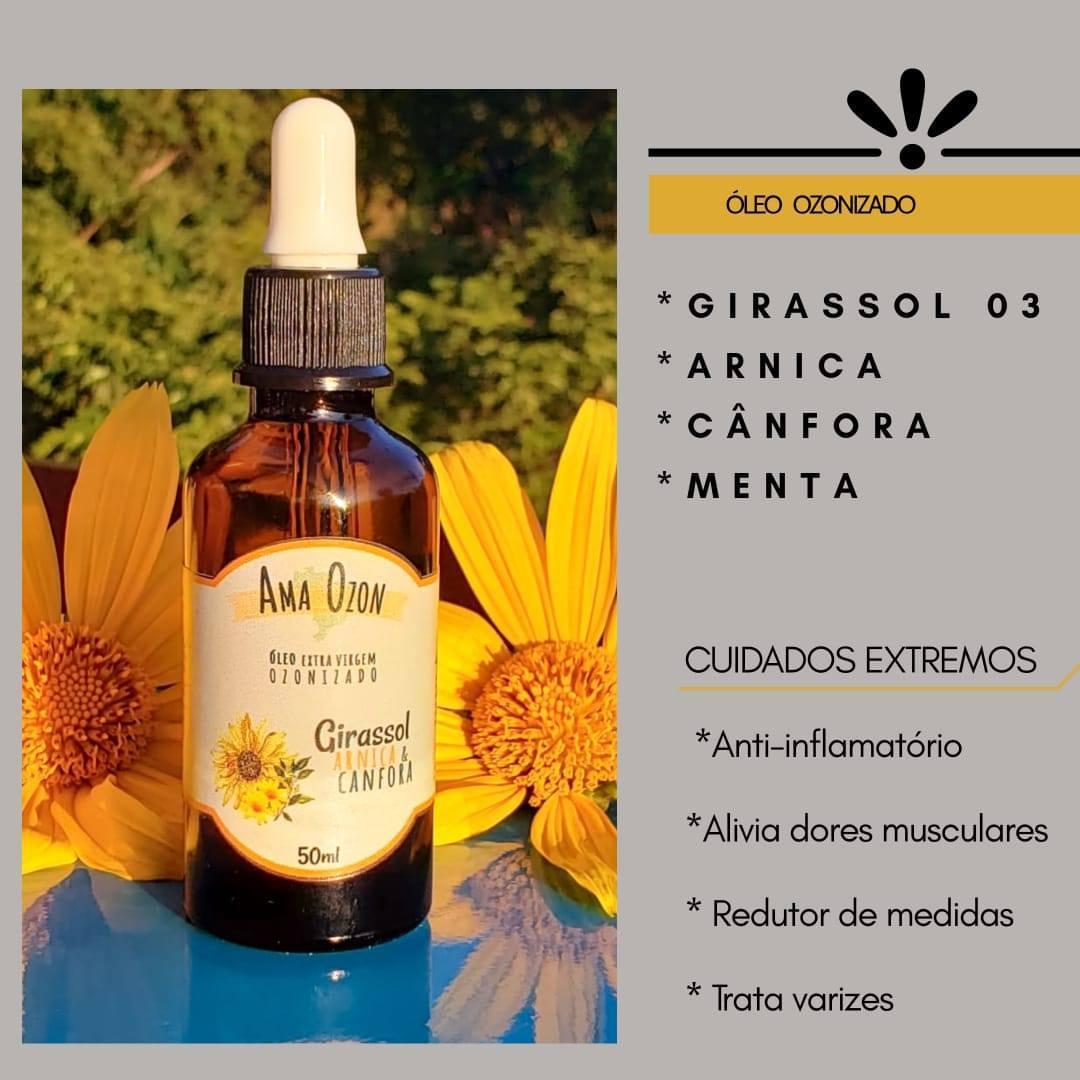Miniatura Óleo Ozonizado Arnica E Canfora Óleo De Ozônio Girassol 50Ml