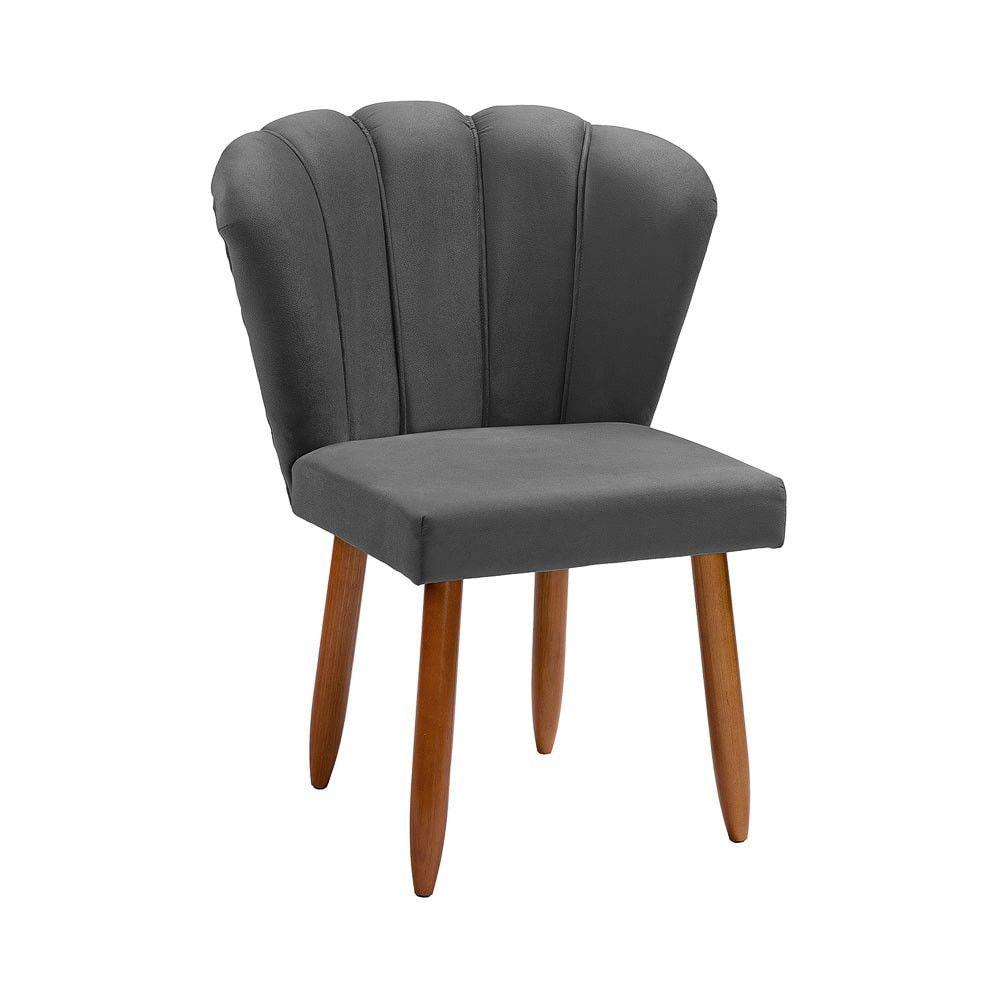 Miniatura Cadeira Poltrona Pétala Yasmin Sala Estar Penteadeira Veludo Chumbo