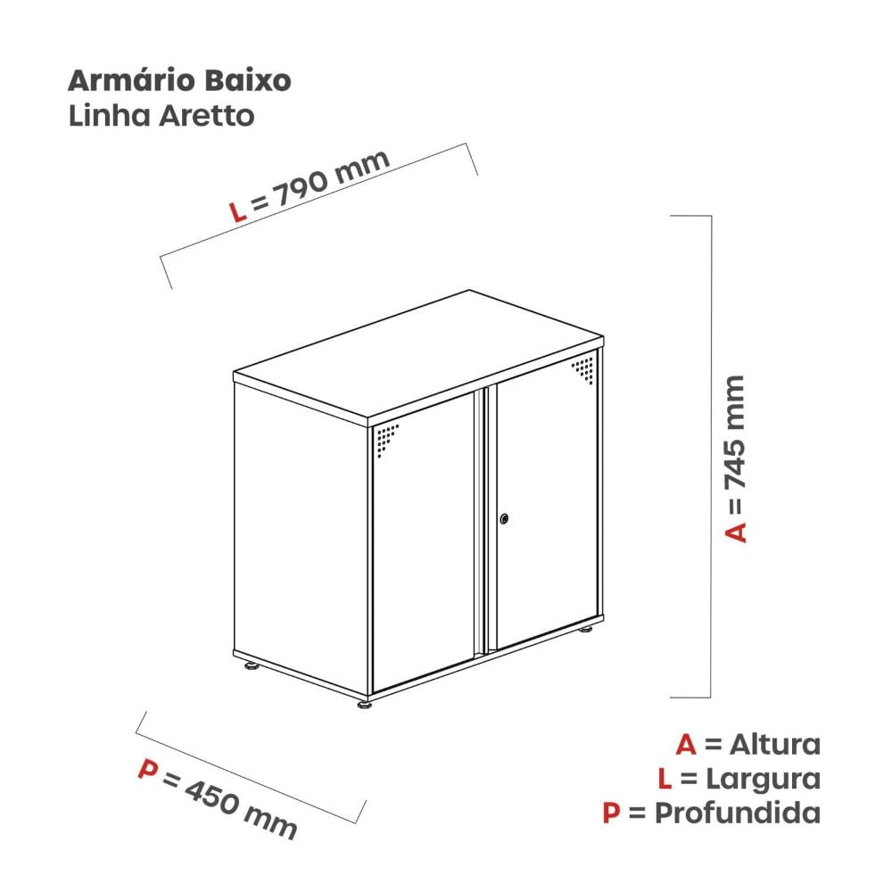 Miniatura Armário Para Escritório Baixo 2 Portas 74,5x79x45cm Aa745at Branco/Azul Dalli