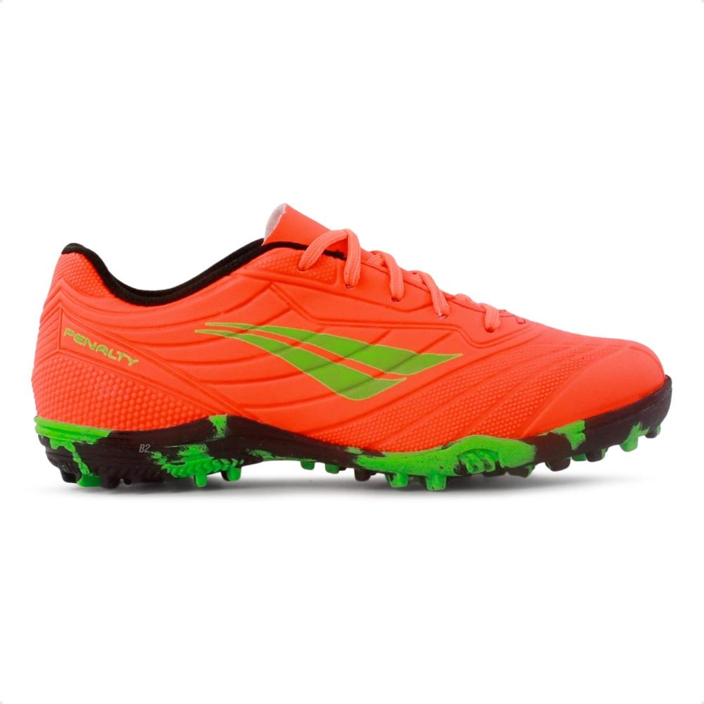 Miniatura Chuteira Society Penalty Matis Kids XXI Unissex Laranja / Verde - 28