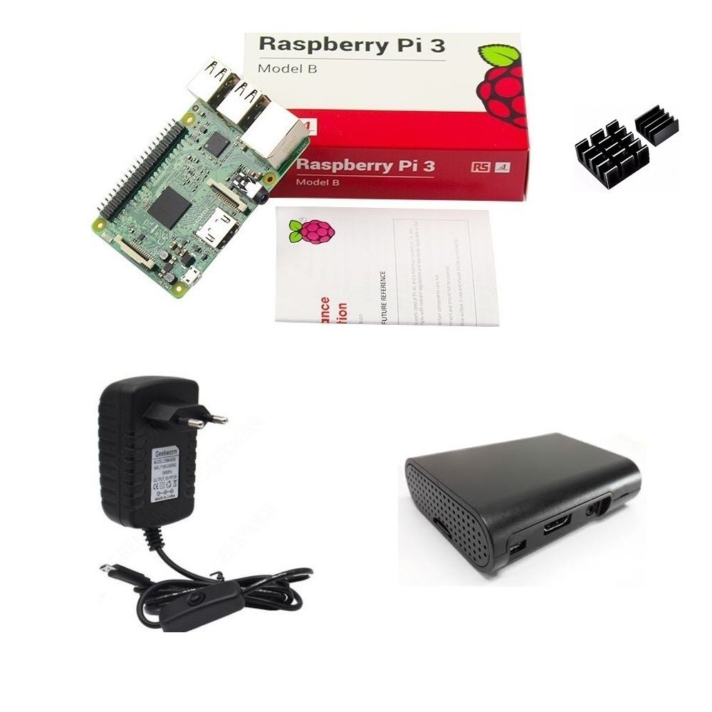 Miniatura Kit Básico Raspberry Pi 3 - Case Black Básica