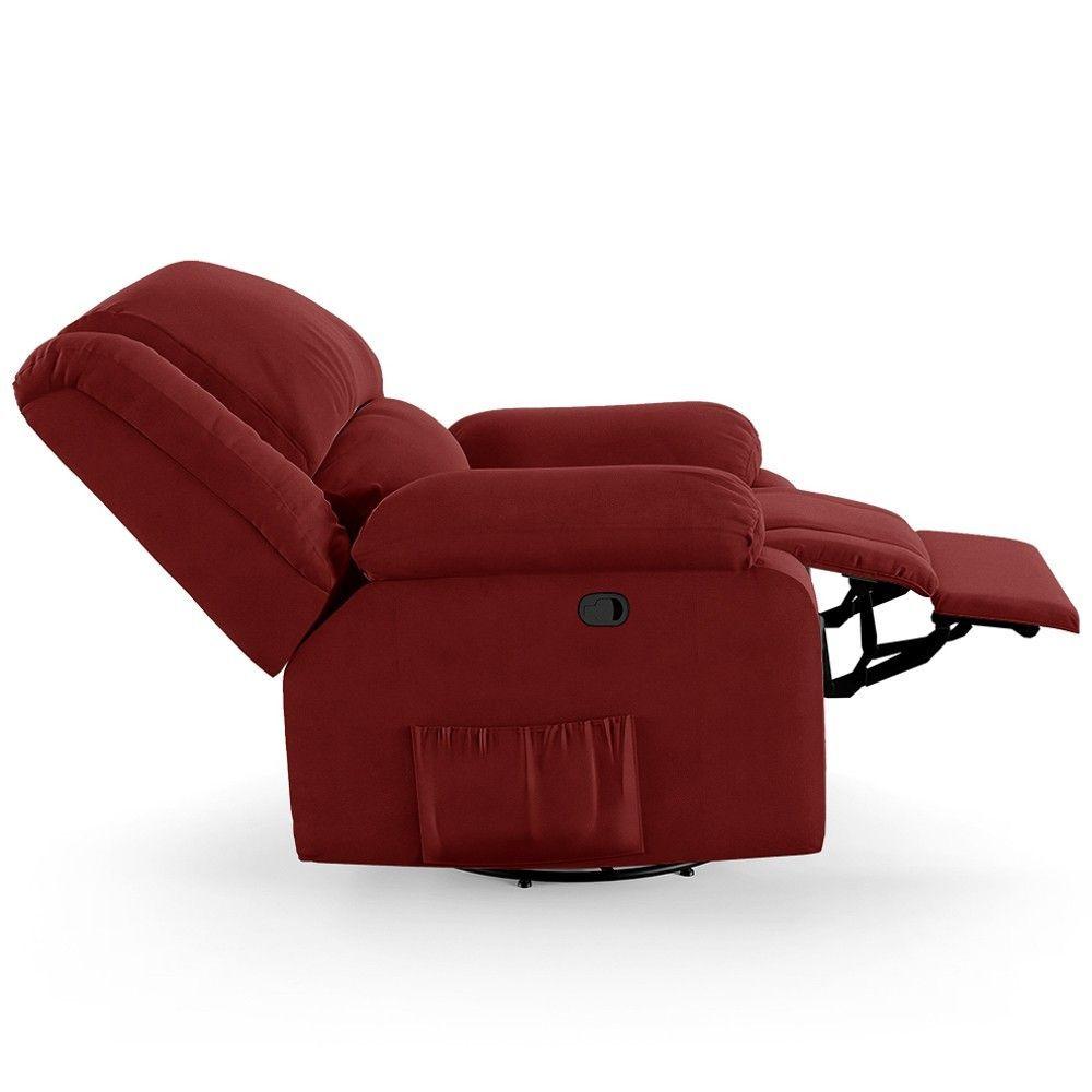 Miniatura Poltrona Do Papai Reclinável Pietra Glider Giratória Fh9 Veludo Vermelho - Mpozenato