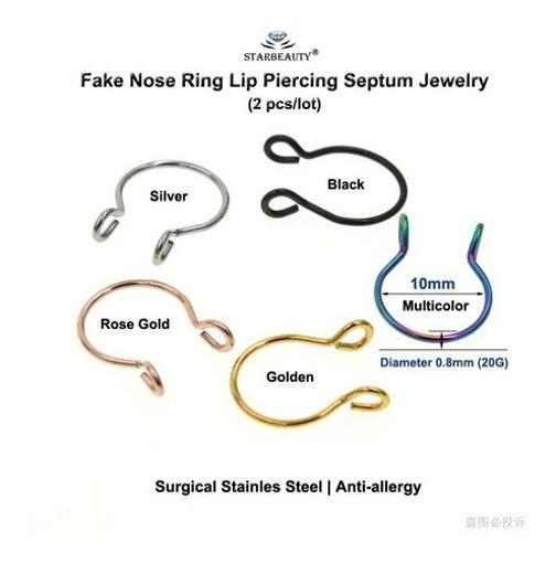 Miniatura Piercing Nariz Septo Argola Falso - Preto