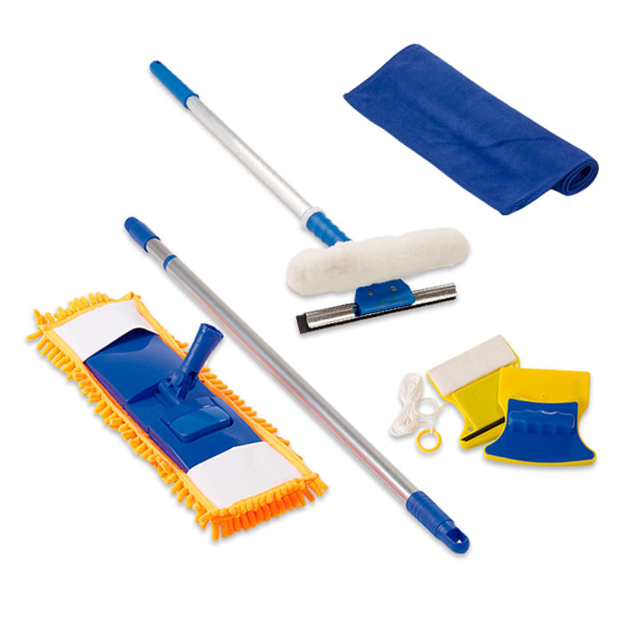 Miniatura Mop Tira Pó, Rodo Com Imã, Limpa Vidros,Toalha