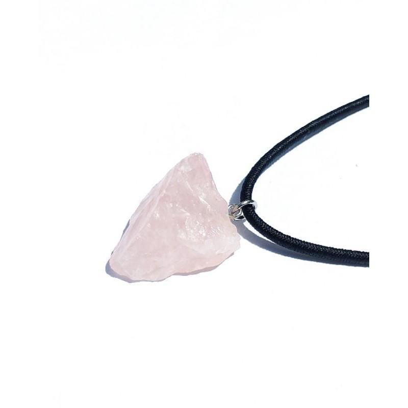 Miniatura Colar De Quartzo Rosa Natural Bruto - Pedra Dor Amor