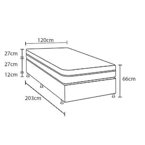 Miniatura Cama Box Viúva Castor Revolution com Molas Ensacadas 66x120x203cm – Branco/Bege