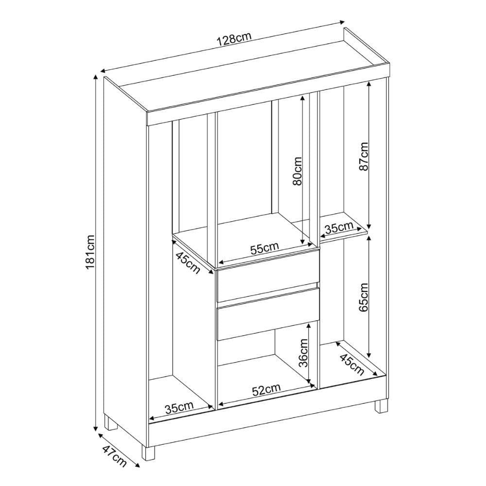 Miniatura Guarda-roupa Com 6 Portas E 2 Gavetas 128cm Multimóveis Cr35283 Amêndola/off White