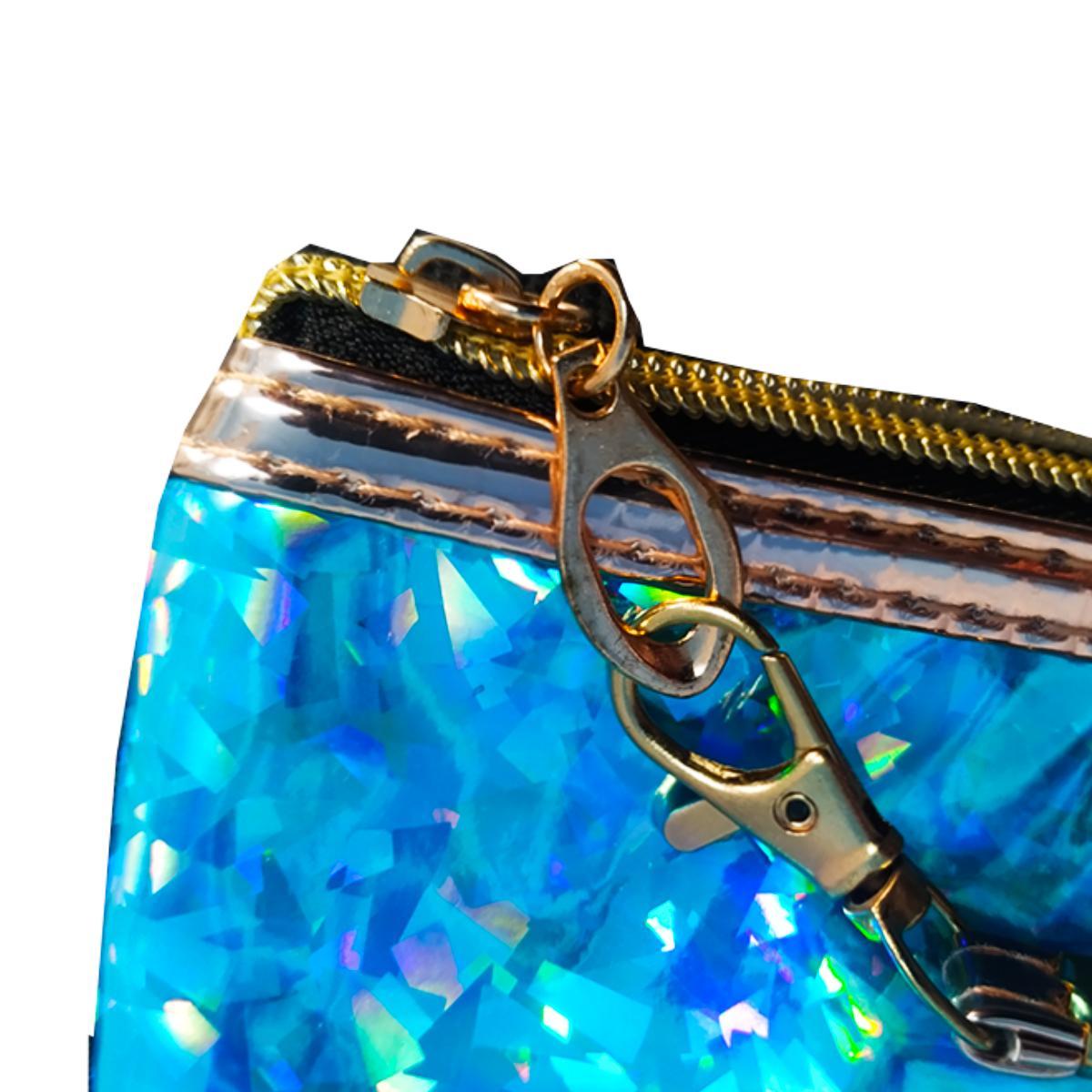 Miniatura Necessaire Feminina Holográfica Estojo Maquiagem Luxo
