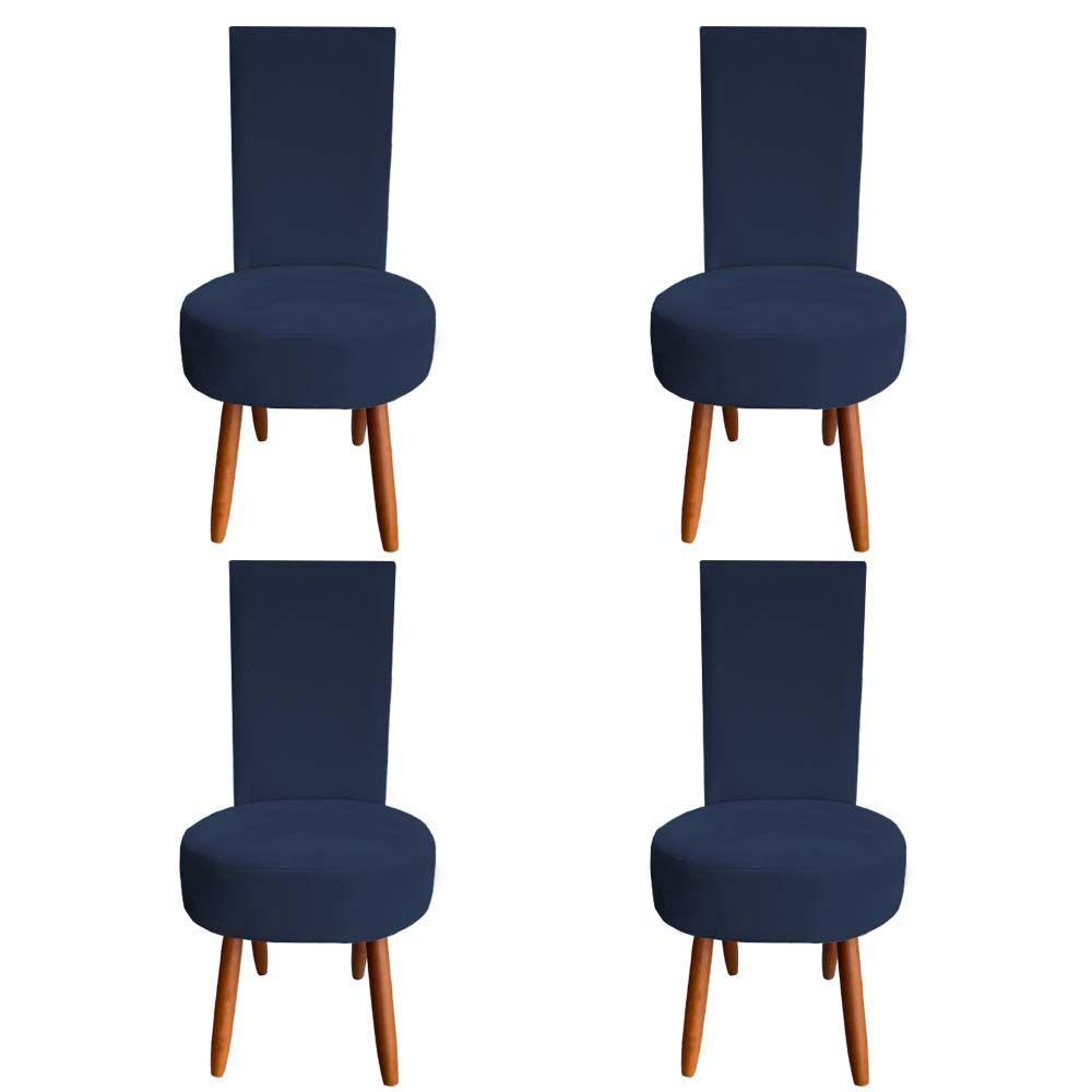 Miniatura Kit 04 Cadeiras De Jantar Lisboa Sued Azul Marinho D'classe Decor